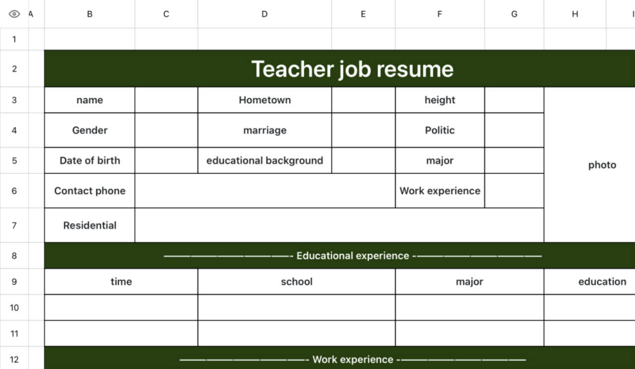 Teacher resumes 1
